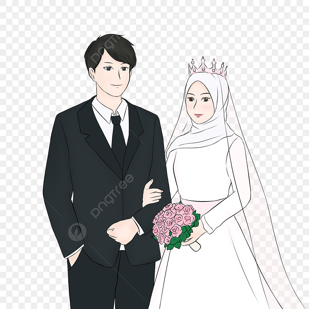 pngtree-beautiful-muslim-bride-and-handsome-groom-in-islamic-wedding-illustration-png-image_6276100